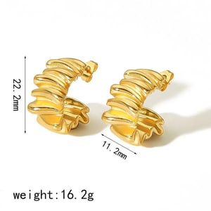 1 Pair Novelty Simple Style Draped C Shape Stainless Steel  Gold Color Women's Stud Earrings h5 Picture3